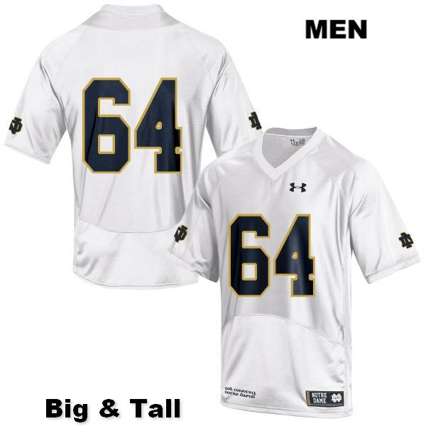 Men's NCAA Notre Dame Fighting Irish #64 Max Siegel Stitched College Under Armour Authentic White Big & Tall No Name Football Jersey LF10H70JI